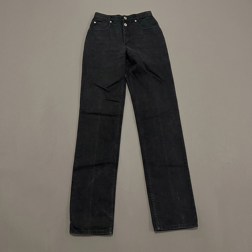Vintage Lawman Western Jeans Womens 7 Black High Rise Bareback Button Accent 90s